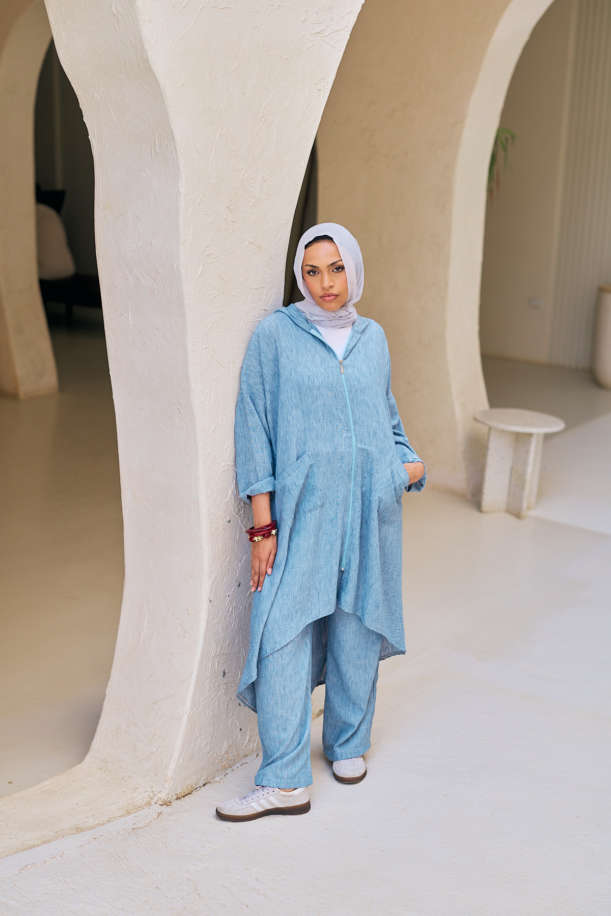1Q1A9383.jpg Hooded Zip Longline Coat - Image 1