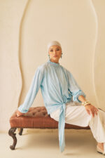 Tie Waist Draped Blouse - Image 4