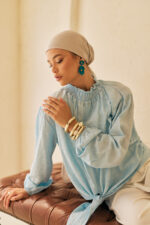 Tie Waist Draped Blouse - Image 2
