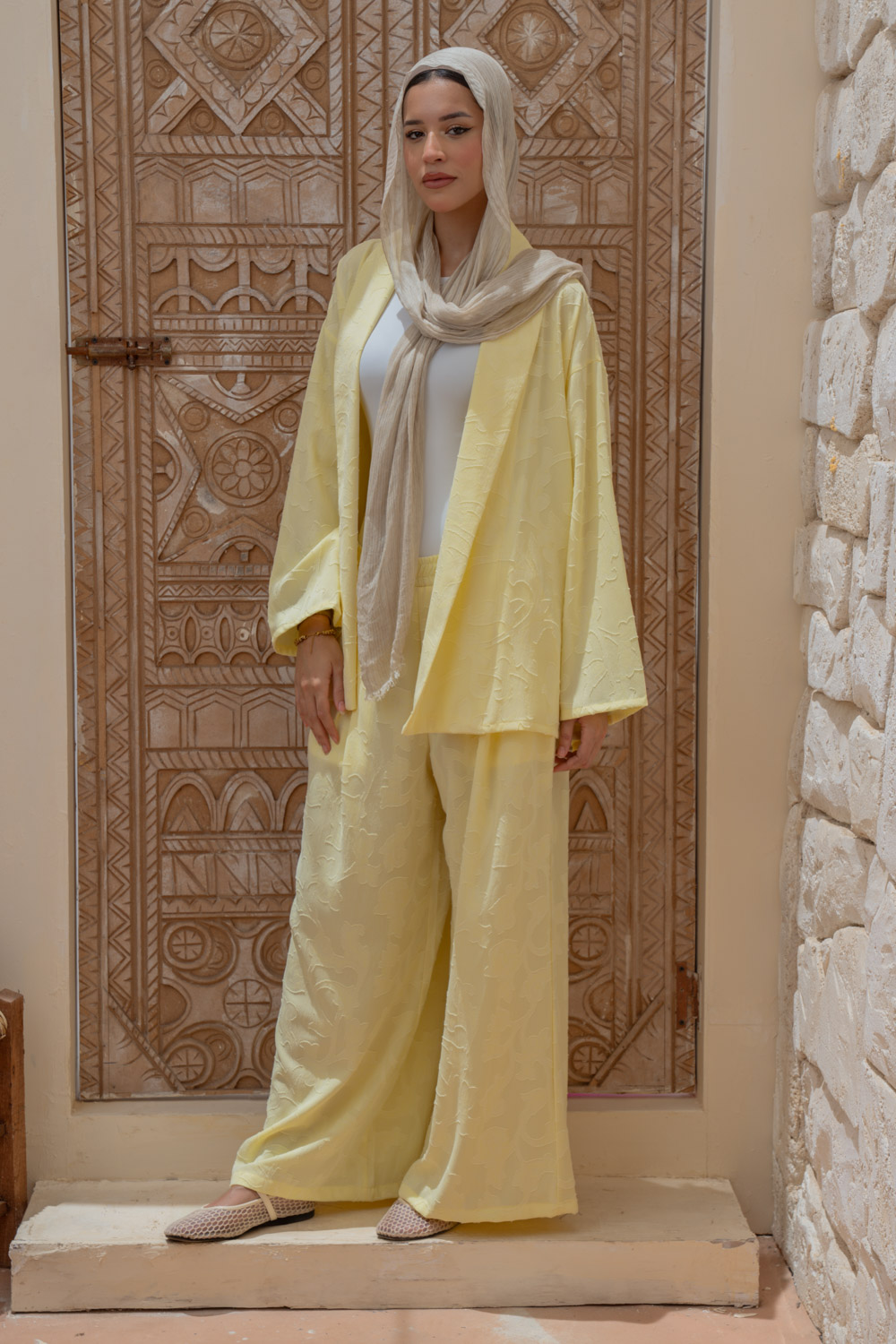 BTS03752.jpg Open-Front Linen Vest with Shawl Collar - Image 1